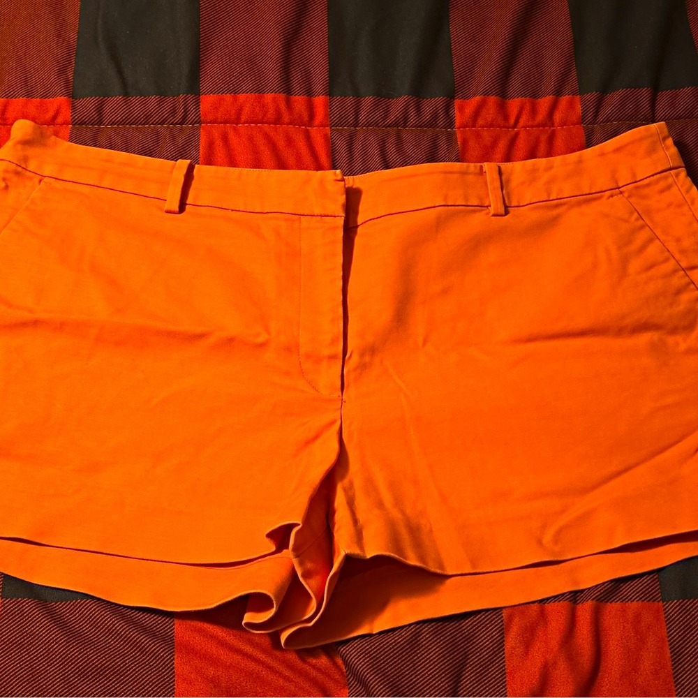 Michael Michael Kors Womens 16 Orange Chino Shorts Mid Rise Stretch Pockets Zip